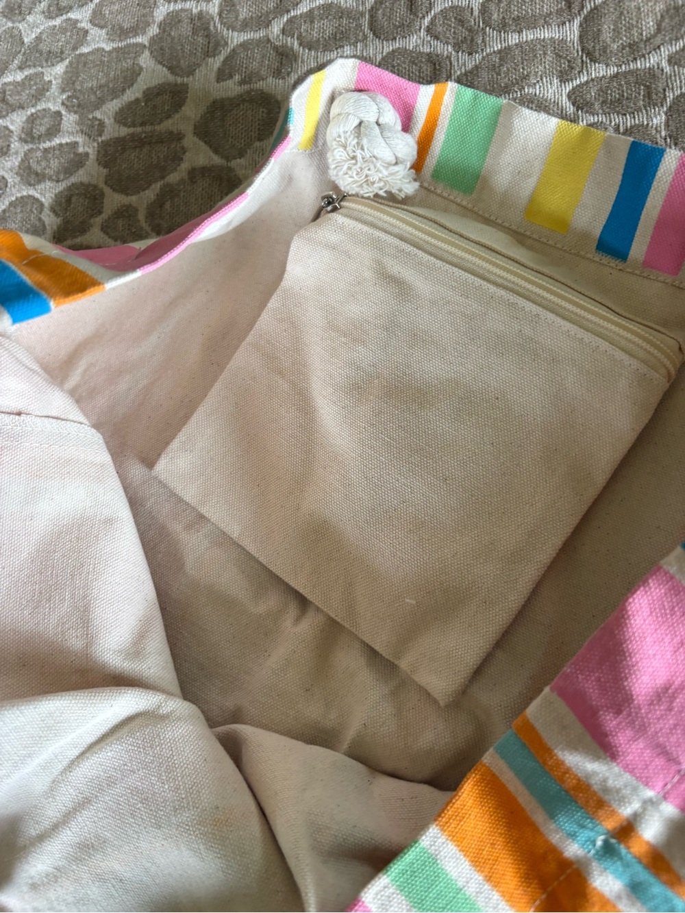 Colorful Striped Beach Tote with Rope Handles - Picture 3 of 4